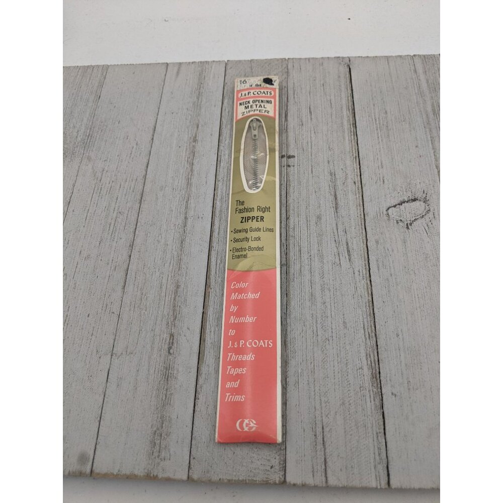 Vintage J&P Coats Neck Opening Metal Zipper 16" Ecru 16 Off-White Tan
